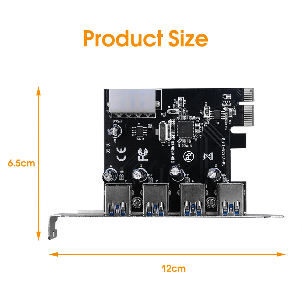 4 Port USB 3.0 PCI-E Expansion Card PCI Express PCIe USB 3.0 HUB Adapter 4-Port USB 3.0 Controller USB 3 0 PCI e PCIe Express