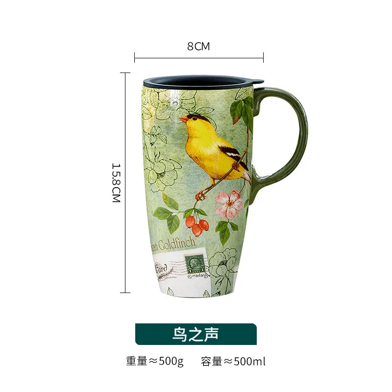 Large-capacity mug mug American ceramic mug ceramic coffee creative coffee cup with lid household water cup