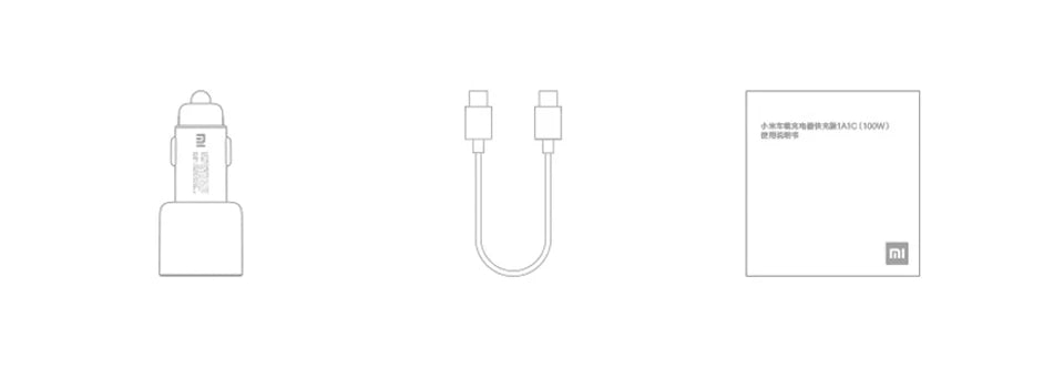Xiaomi Mi Car Charger 100W MAX 1A1C Fast Charging Dual-port USB-A USB-C Smart Device Fully Compatible With Light Effect Display