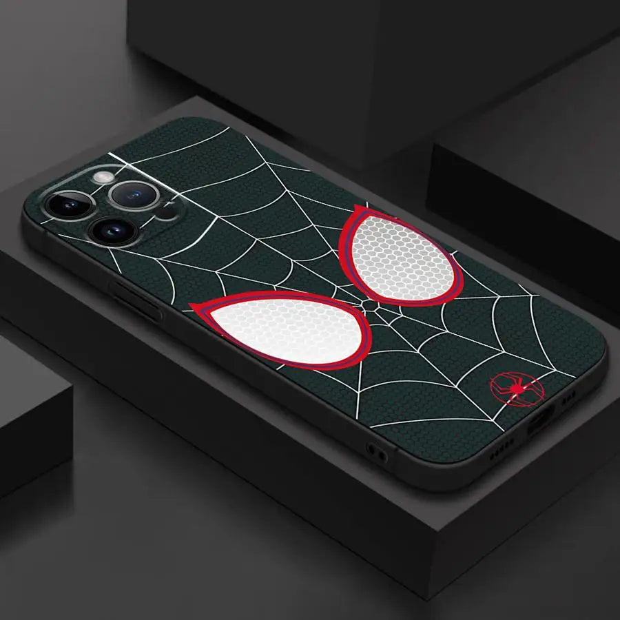 Marvel Spiderman Phone Case for iPhone 14 Pro 11 Pro 15 ProMax XS Max 7 8 Plus 13 Mini 12 16 SE XR Black Soft Cover