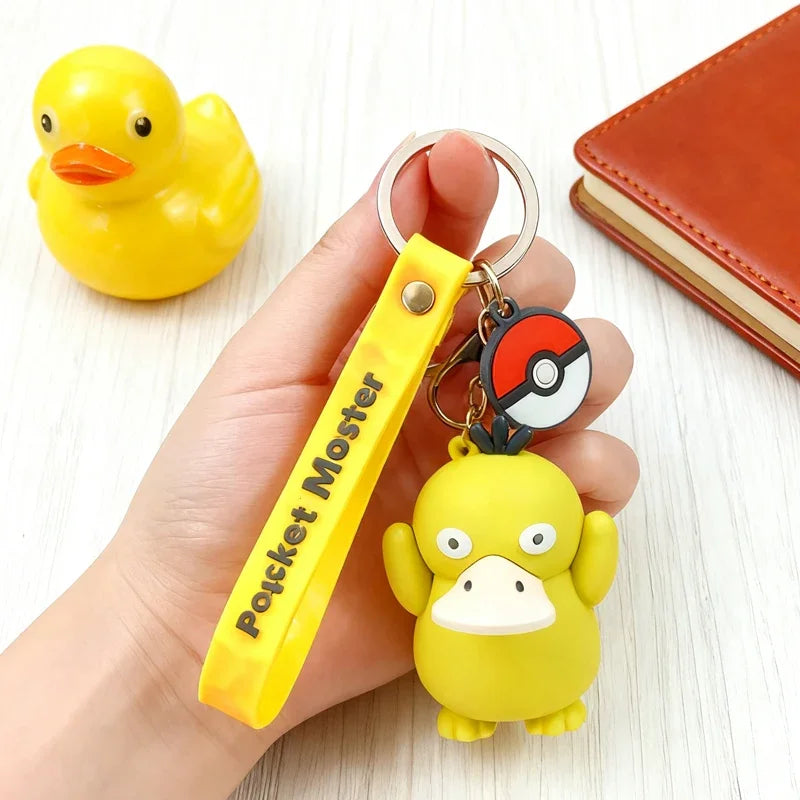 New Pokemon Pikachu Keychain Anime Cartoon Key--Chain Charmander Psyduck Fashion Keyring Pendant Accessories Toys--Kids Gifts