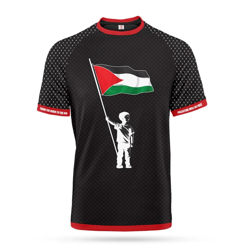 Fashion Palestine Flag Football T Shirts Summer Casual 3D Printed Mens Sports Jersey Loose O Neck Quick Dry Breathable Tees Tops