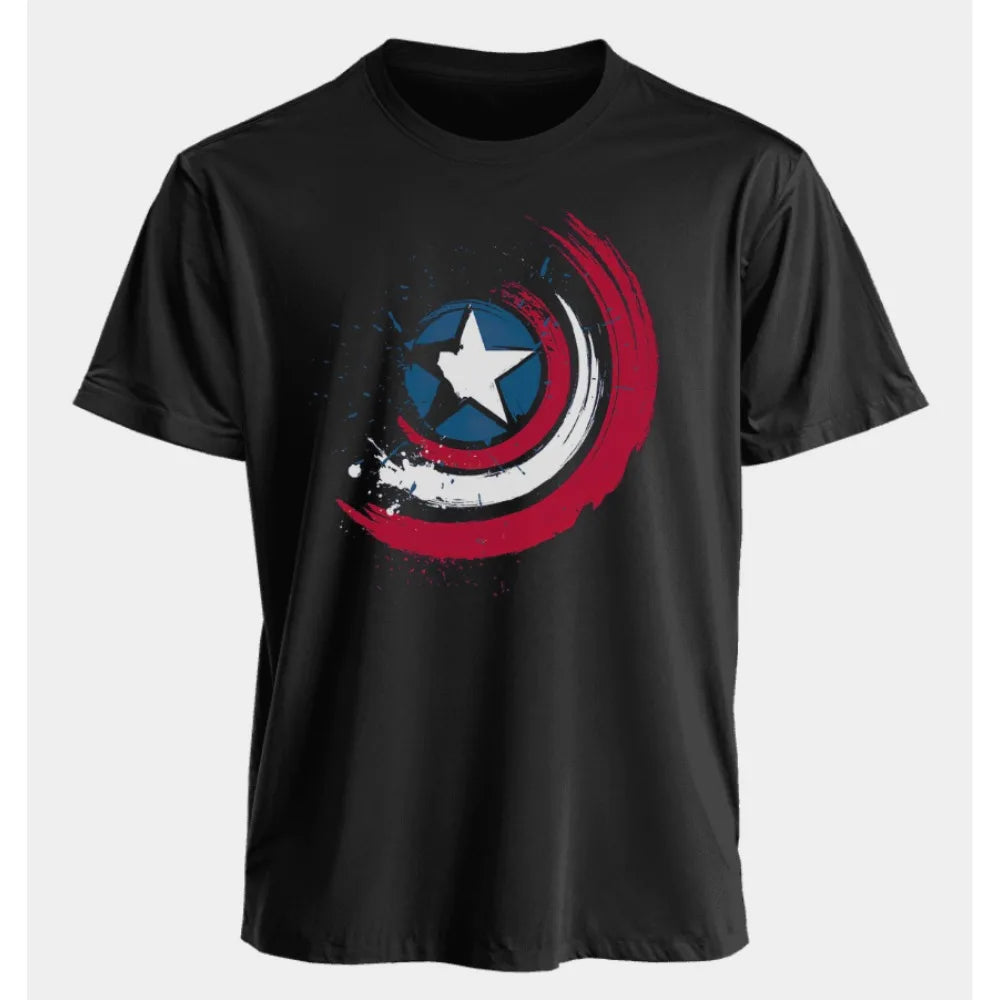 Marvel Men's and Women's T-shirts Captain America Summer Spring and Autumn New Classic Oversized Sporty Trendy Short-sleeved
