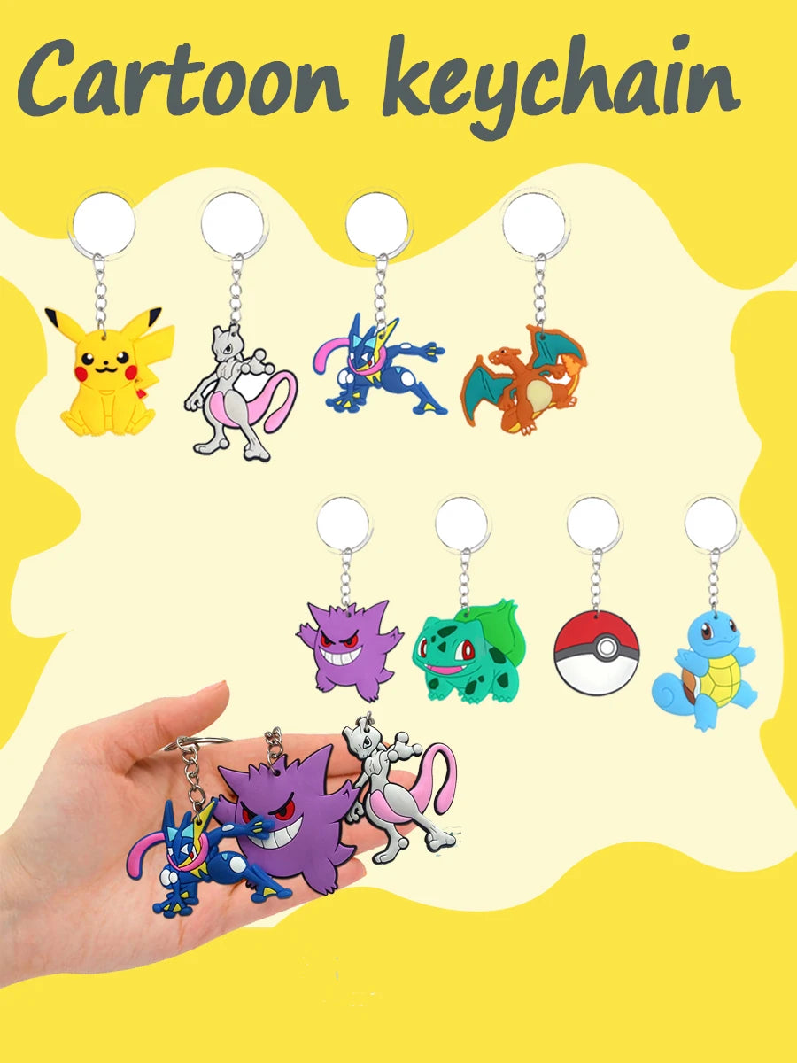 8/16 Pcs Pokemon PVC Keychain Anime Birthday Party Favors Gifts Keyring Bag Pendant Birthday Party Favors Supplies Decoration