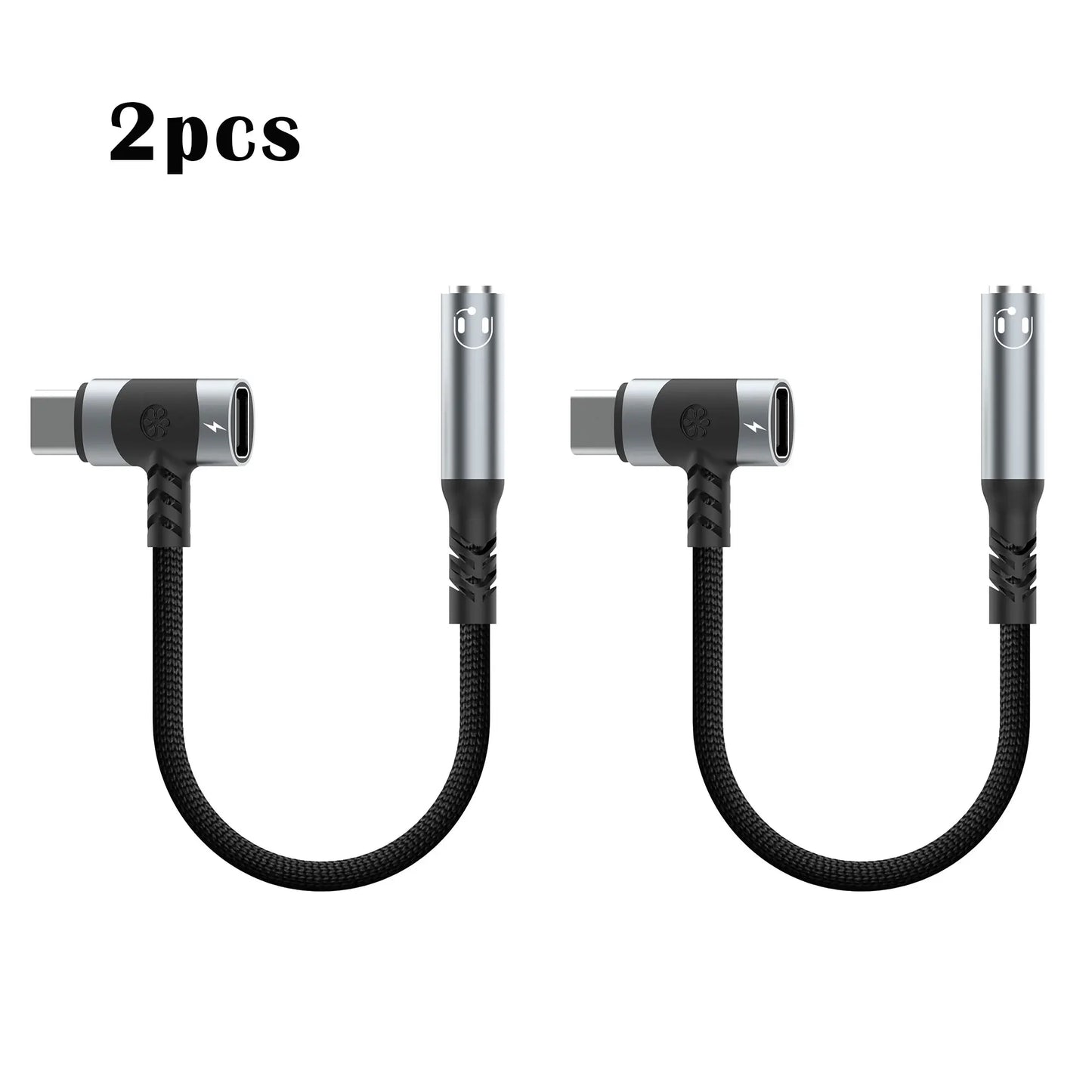 USB C to 3.5mm earphones and charger adapter 2-in-1 C-type to Aux microphone jack, with PD 100W fast charging encryption dongle.