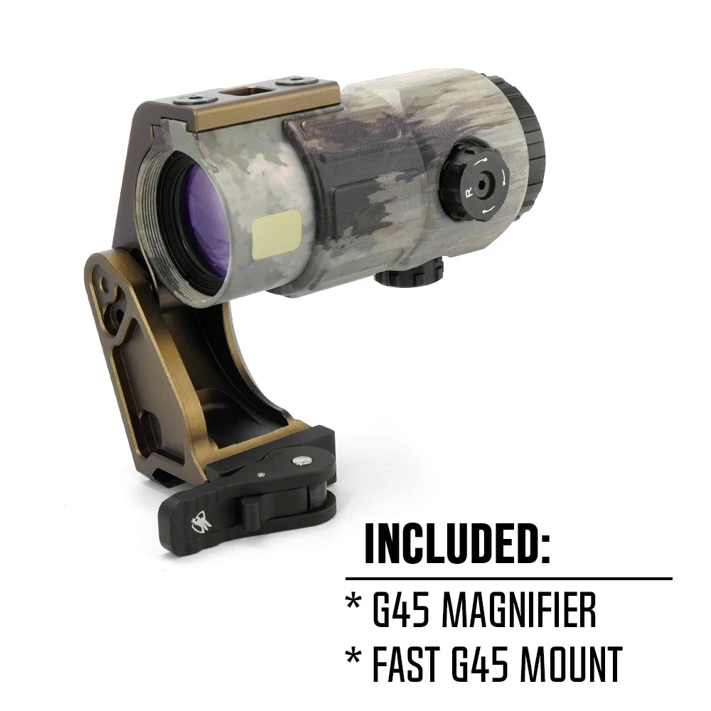 Tactical G45 5X Magnifier Scope With FAST FTC Mount Combo For Airsoft with US Flag Original Markings Black And FDE Colors