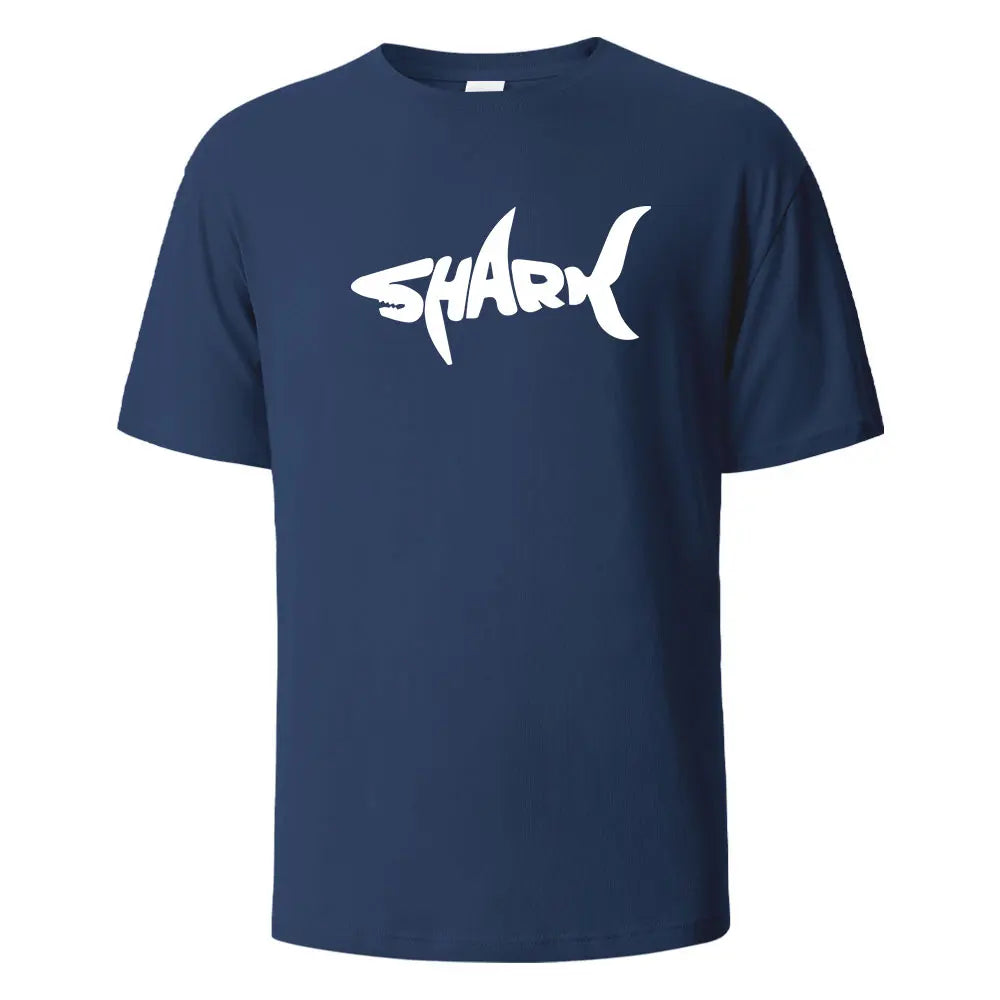 Shark Print T-Shirt 100% Cotton Summer Tees For Men Women Oversize Casual Tops