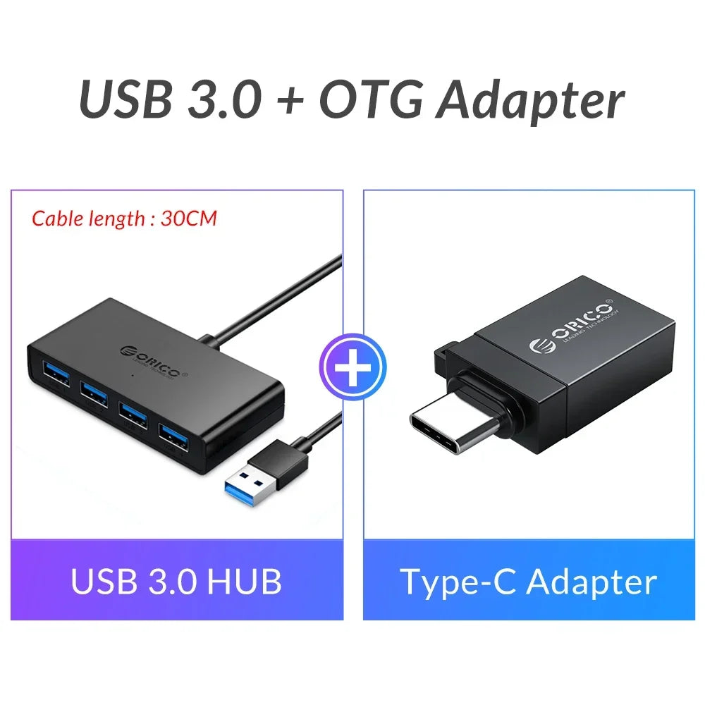ORICO 4 Port USB 3.0 Splitter USB HUB With Micro USB Power Port Multiple High Speed OTG Adapter for Computer Laptop Accessories