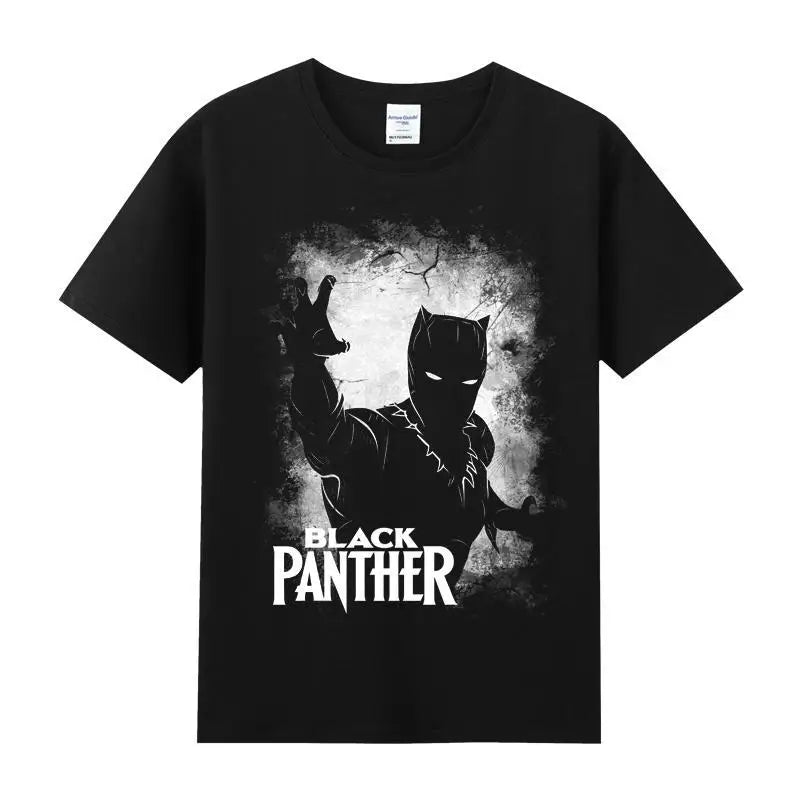 Black Panther Marvel Superhero Graphic Print Cotton T Shirt Men Casual Short Sleeve Tees Streetwear Comic Movie T-shirt Mens