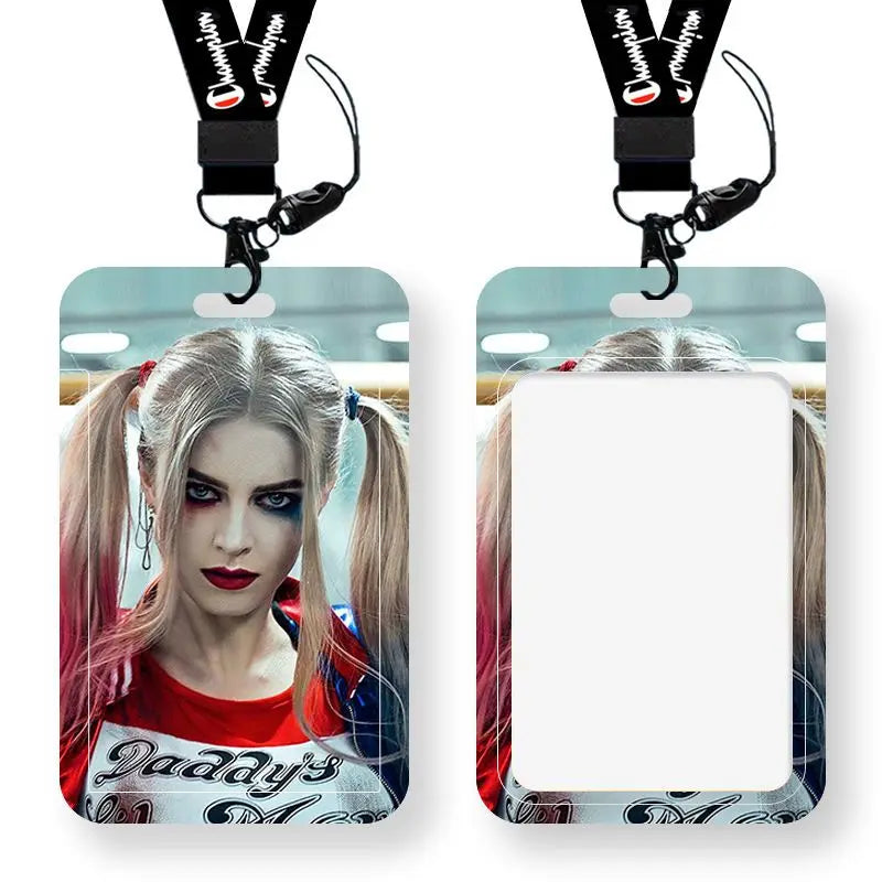 DC Joker Harley Quinn Anime Movie Periphery Student Campus Card Cover Creative Cartoon Lanyard Work Card Protective Cover Gifts