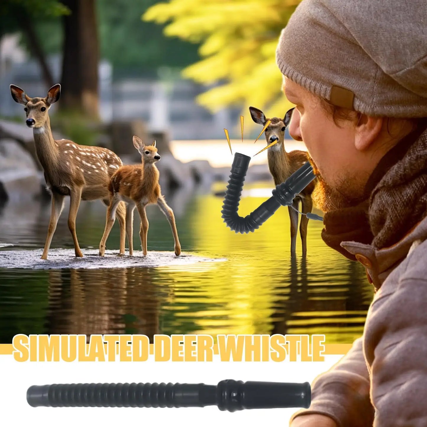 Hunting Deer Call Outdoor Hunting Doe Fawn Call with Lanyard Realistic Vocalizations Hunters Lures for Open Field Stalking