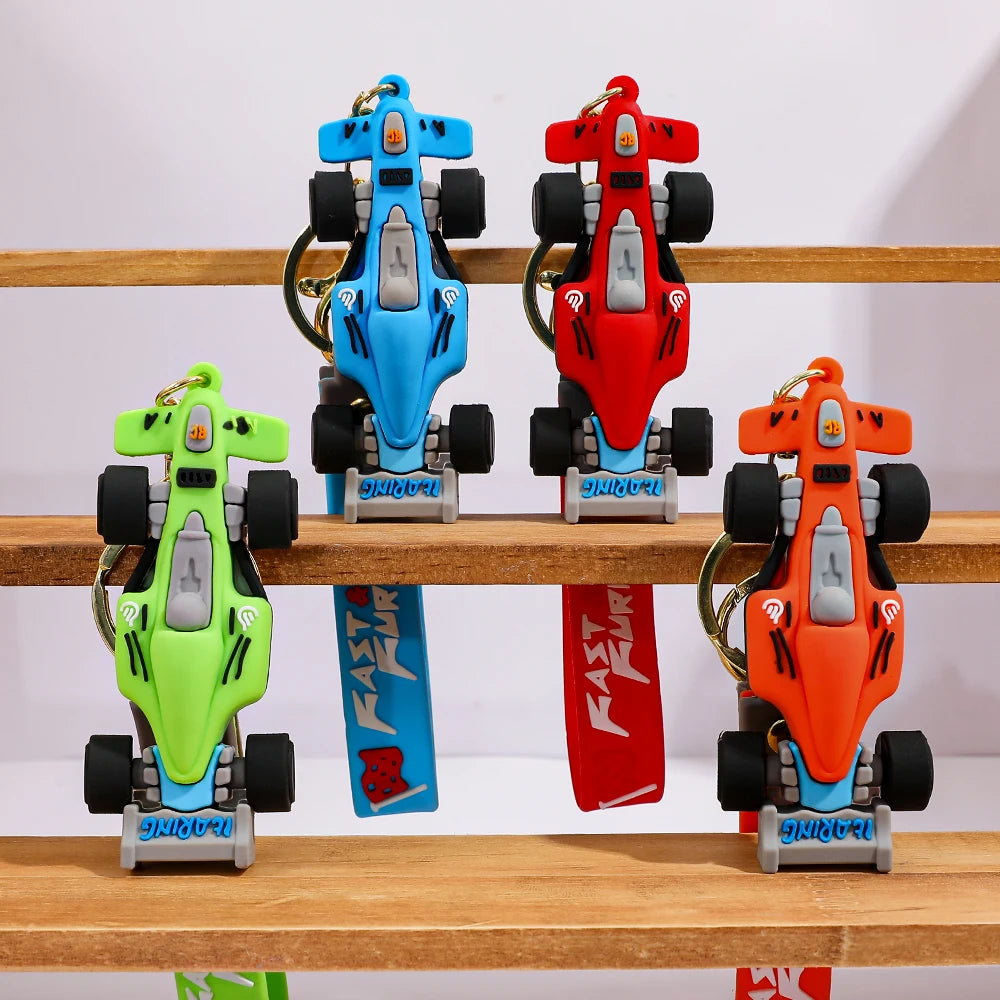 Formula Racing Car PVC Keychain, F1 Style Keychain Soft Rubber Key Ring, Motorsport Keychain for Men Women Racing Enthusiasts