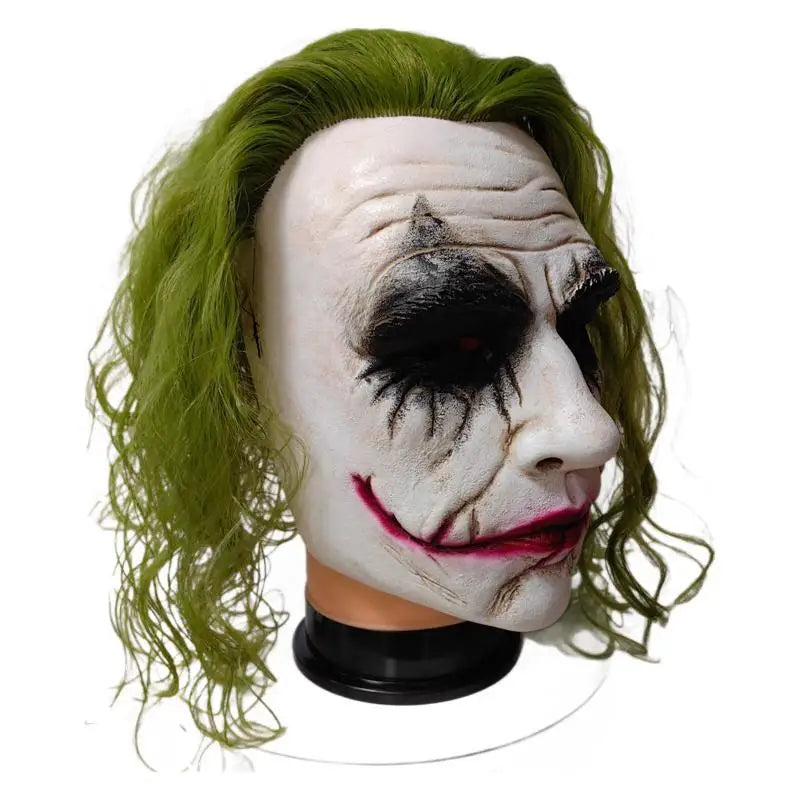 Latex Clown Masks Joker Scary Cosplay Mascaras Green Hair Halloween Carnival Dress Up Party Unisex Adult One Size Bat Knight