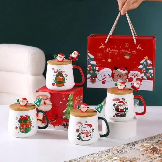 Mug Gift Box Ceramic Mug Christmas Gift Ceramic Mug with Lid with Spoon Set Cup Cup Coffee Cup Christmas