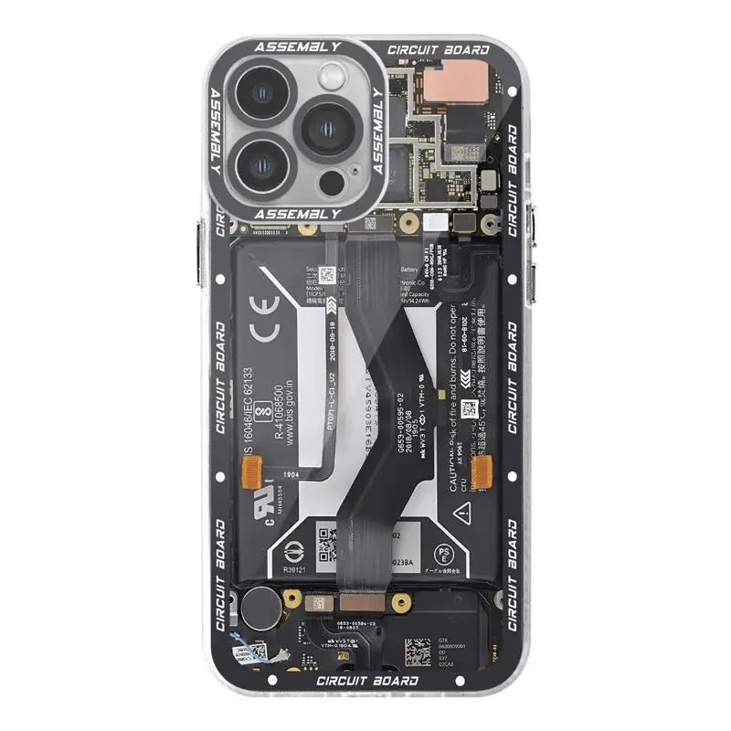 Circuit Board Pattern Phone Case for iPhone 14 15 Pro Max 11 12 Mini 13 Pro Max SE 8 7 Plus XR X XS Max Transparent Soft Cover