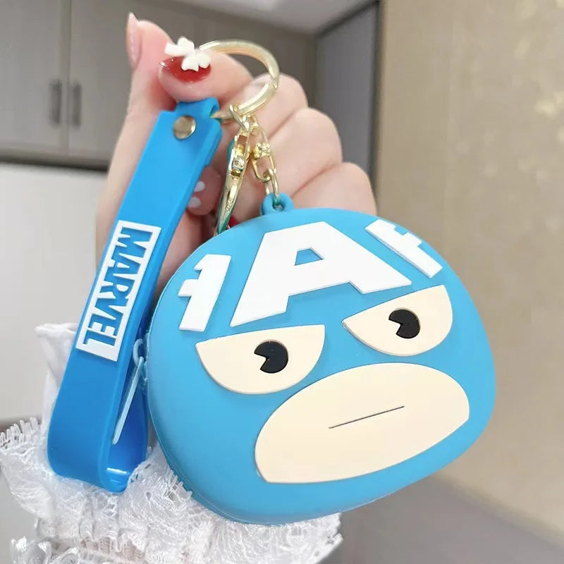 New Marvel Avengers superhero cartoon keychain silicone anime plastic bag couple storage bag children's toy coin purse gift