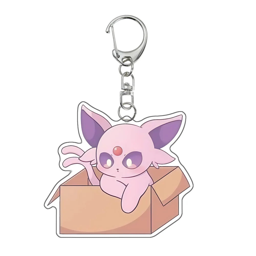 Pokemon Keychain Espeon Umbreon Glaceon Eevee Sylveon Jolteon Vaporeon Leafeon Anime Cartoon Cute Key Chain Pendant Gift