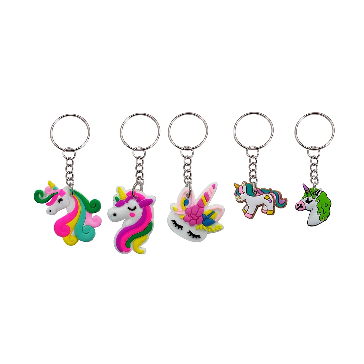 33pcs Cute PVC Animal Keychain Cartoon unicorn Key Chain Ring Fashionable decoration Wallet bag Accessories Ideal Party Gifts