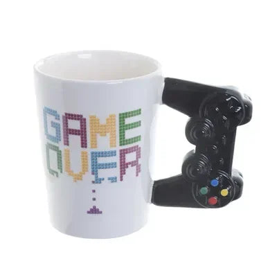 Ceramic Mugs Creative 3D Game Over Coffee Cups Student Milk Game Controller Handle Funny Mug Birthday Christmas Gamer Gift