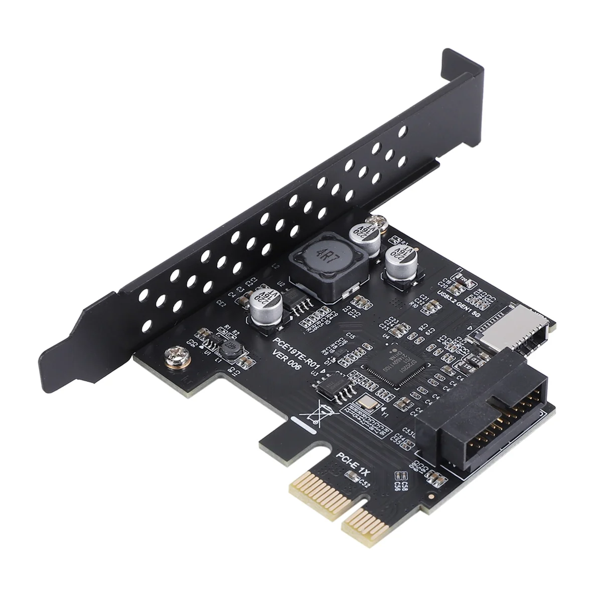 PCI-E 1X To USB 3.2 GEN1 5Gbps 20Pin Front Panel Header (To Type-C Front Panel Header) Front Panel Connector Riser Card