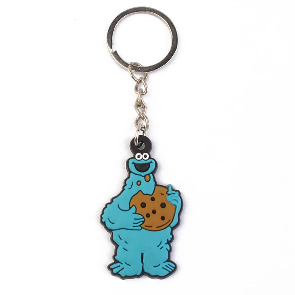 Bandai Sesame Street Anime PVC Cars Keychain Pendant for Men and Women's Universal Decorative Products Accessory Birthday Gift