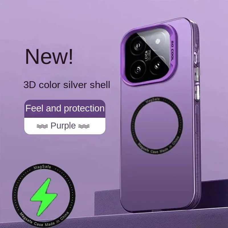 For Magsafe Wireless Charging Matte Frosted Case For Xiaomi 14 13 13T 14T Pro Color Semi-Transparent Shockproof Protection Cover