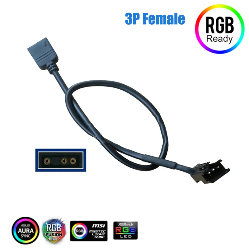Motherboard RGB Adapter Conversion Cable 5V 3 Pin / 12V 4 Pin 30cm RGB Led Strip Light for PC Computer LED Light Strip Line