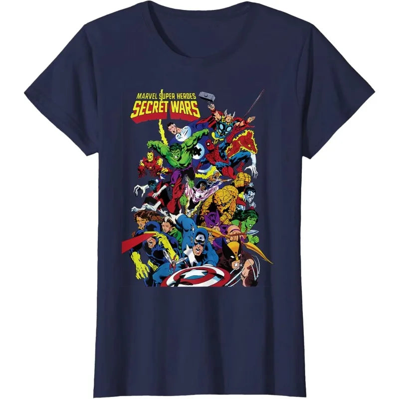 Original Superhero Cartoon Print T-shirt Marvel Summer New Men's and Women's Street Fashion Loose Casual Short-sleeved Top