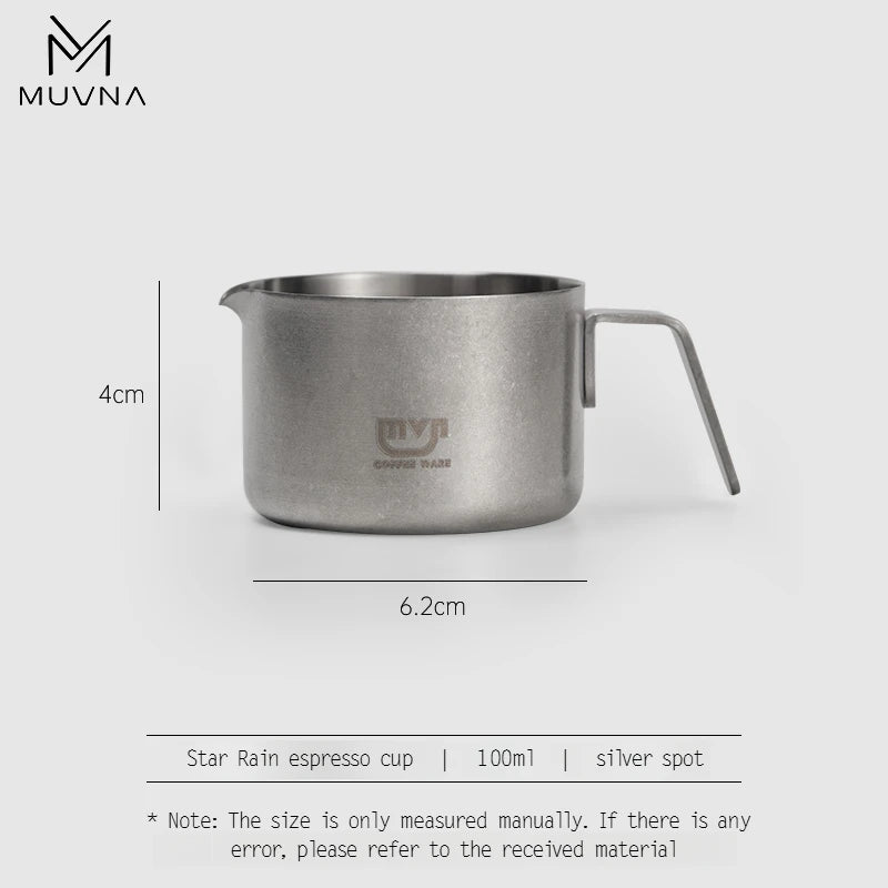 MUVNA Espresso Mug - Star Rain, 100ml Stainless Steel Coffee cup with Scale, Coffee Mugs with Handle, Colourful, Black & White