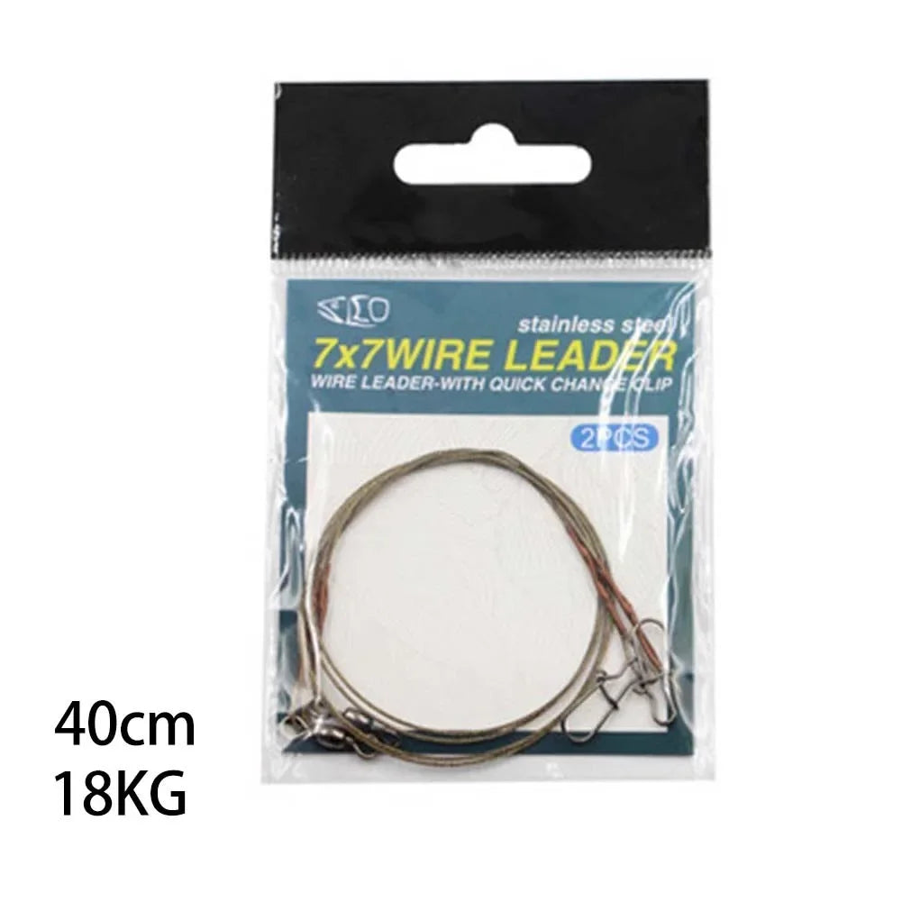 2Pcs/Pack Fishing Line Steel Wire Leader With Snap And Swivels Wire Leadcore Leash Saltwater Fresh Water Carp Fishing Gear