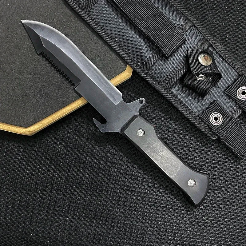 Tactical Hunting Knife Full Tang 8CR13MOV Blade Wood Handle Survival Tools Pocket Knife High Hardness Self Defense Combat Knives
