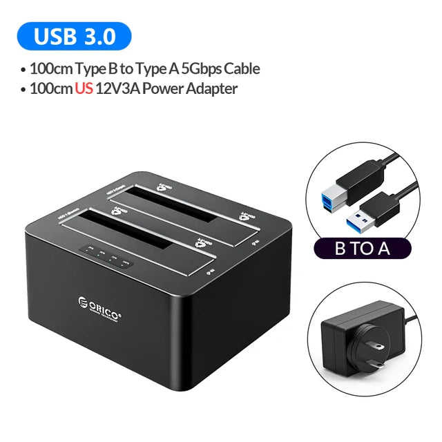 ORICO 2/4 Bay Hard Drive Docking Station with Offline Clone SATA to USB 3.0 HDD Docking Station for 2.5/3.5 inch HDD/SSD