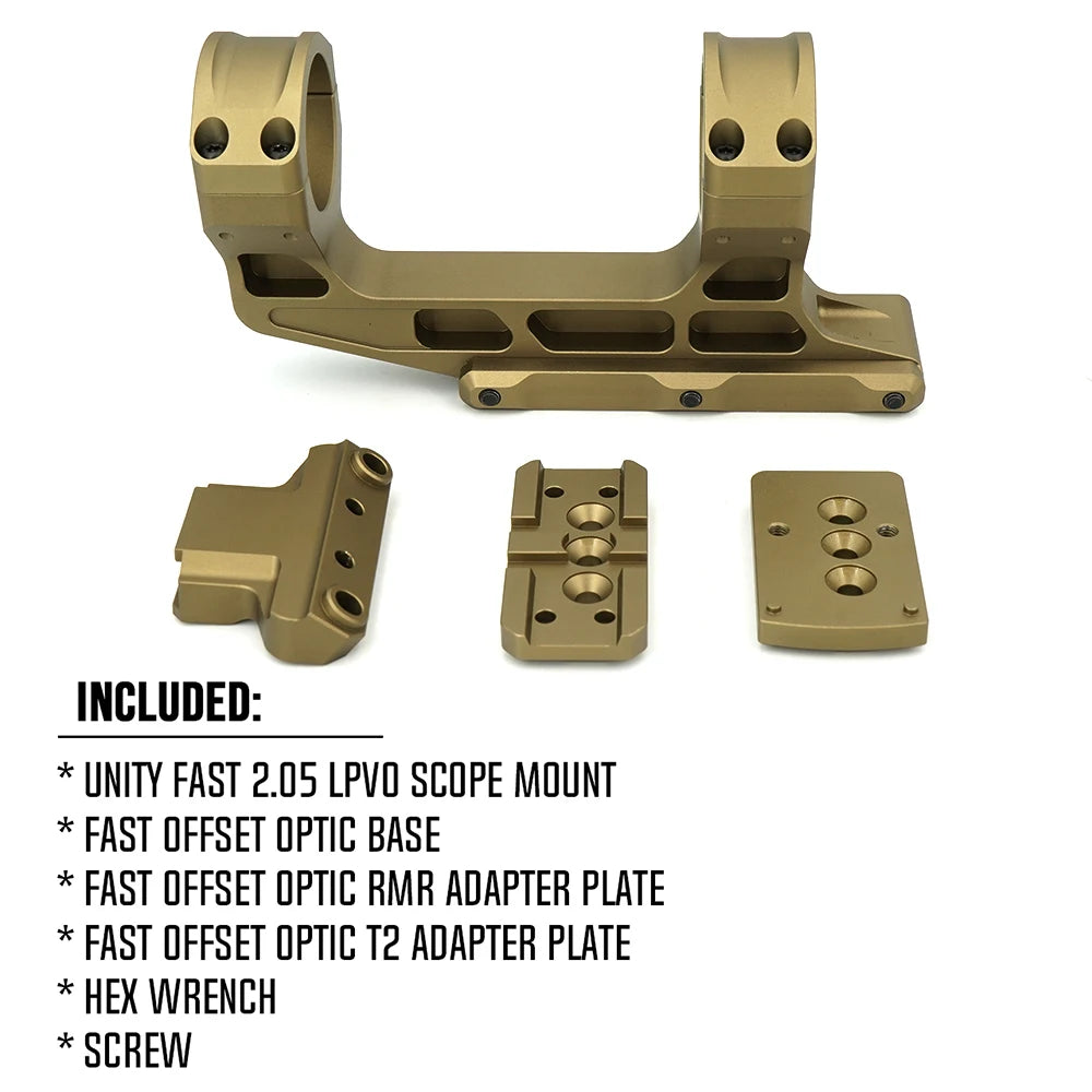 Tactical Fast LPVO Scope Mount 30mm Tube With Offset Mount Plate For Red Dot Sight ,FDE And Black Color