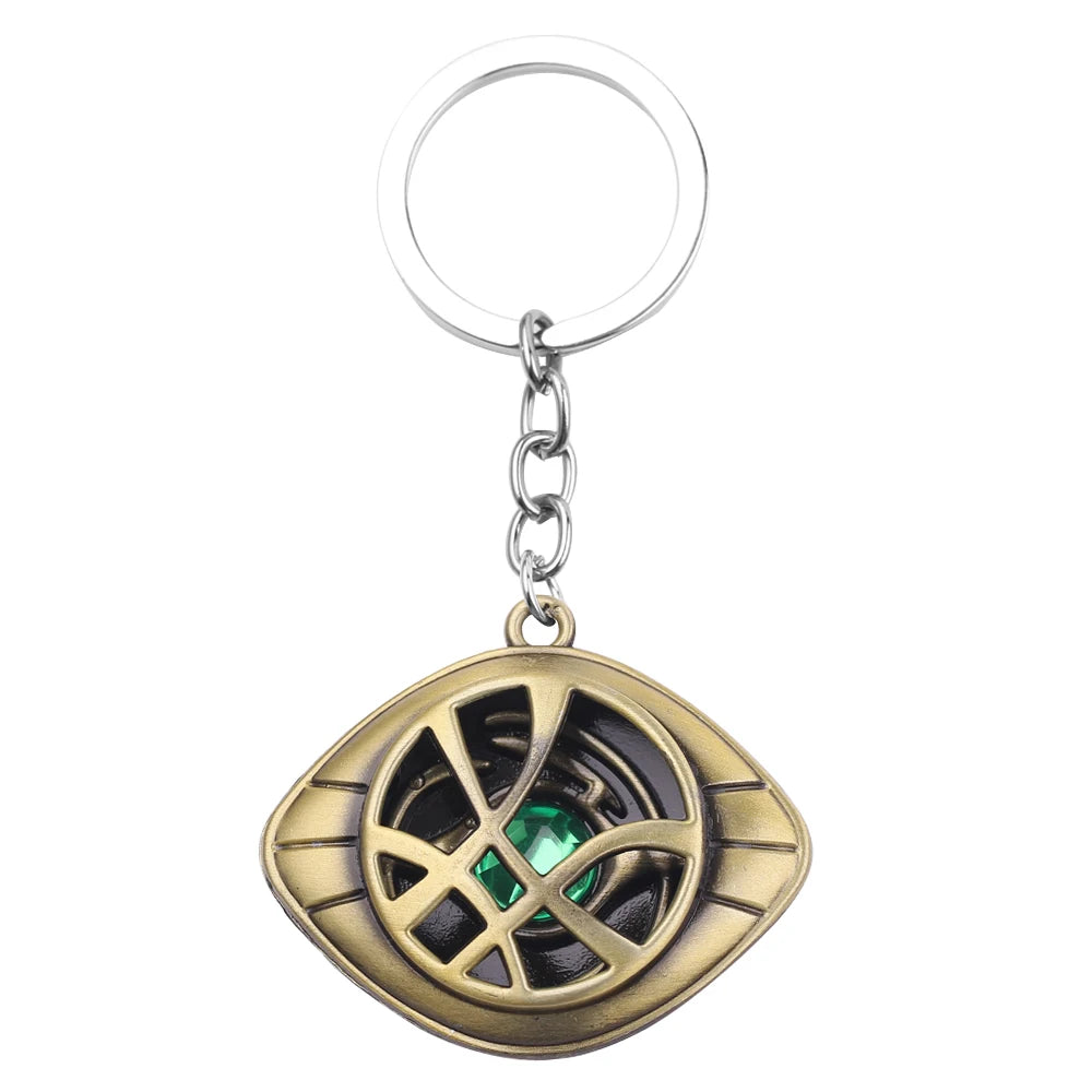 Marvel Avengers Doctor Strange Keychain Retro Unlimited Time Stone Pendant Keyrings Men Women Car Bag Key Holder Jewelry Gifts