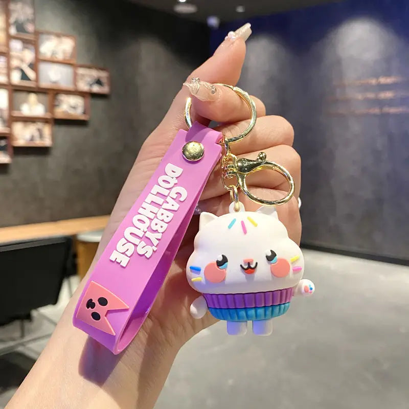 Kawaii Gabby Dollhouses Girl Cute Keychain Kids Cartoon PVC Keyring Children Anime Key Chain Backpack Pendant Birthday Gift 2025