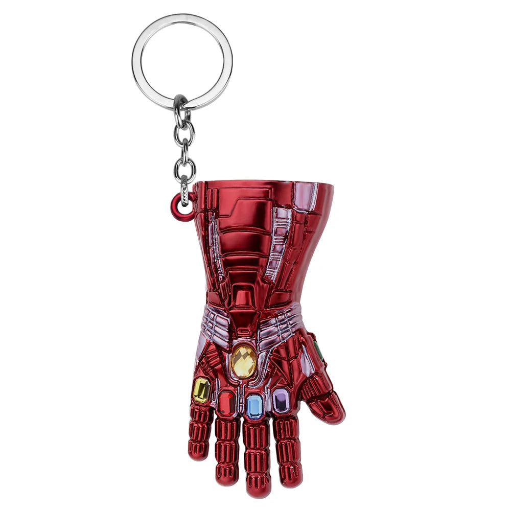 Marvel Superhero Keychain Avengers Thanos Infinity Gauntlet Metal Pendant Keyring Car Backpack Key Holder Decoration Accessories