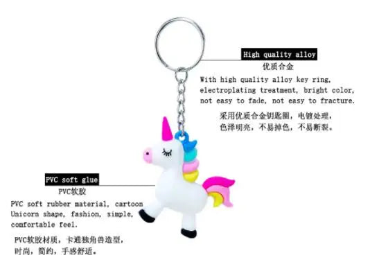 WKOUD Cute Fairytale PVC Unicorn Keychain Multi-style Horse Key Rings Holder Alloy Key Chain For Women Girls Gift Jewelry