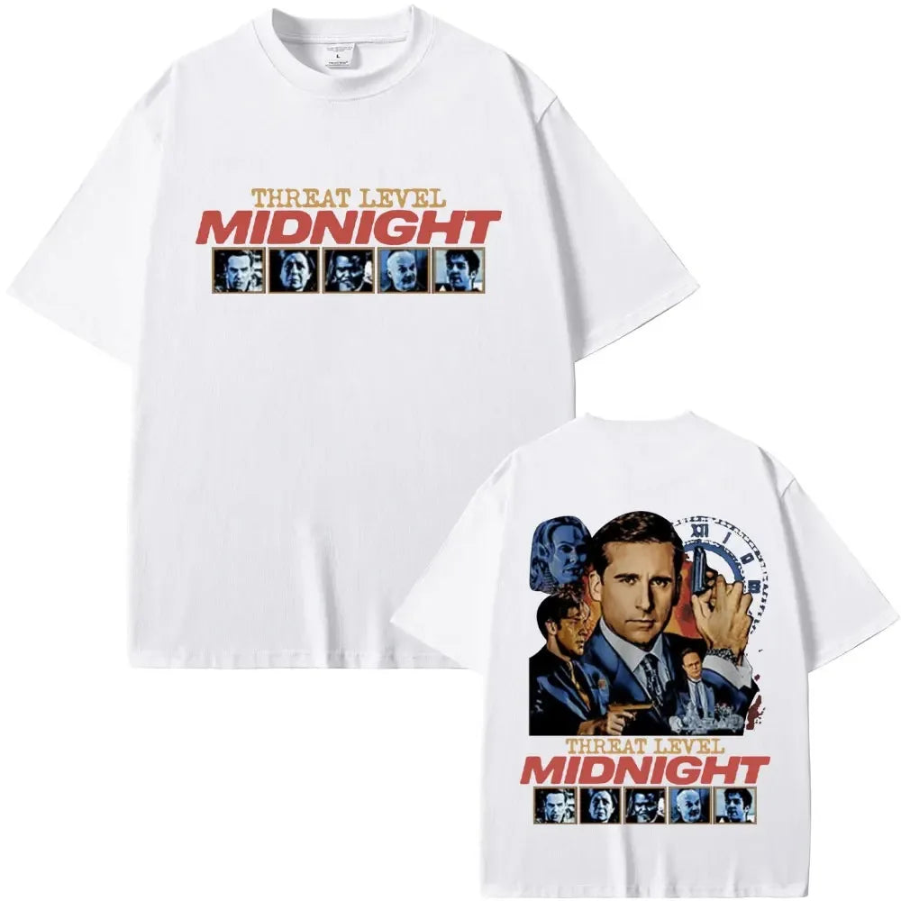 Threat Level Midnight Michael Scott Homage T-shirts Tv Series The Office Dwight Schrute Jim Halpert T Shirts Men Vintage T-shirt