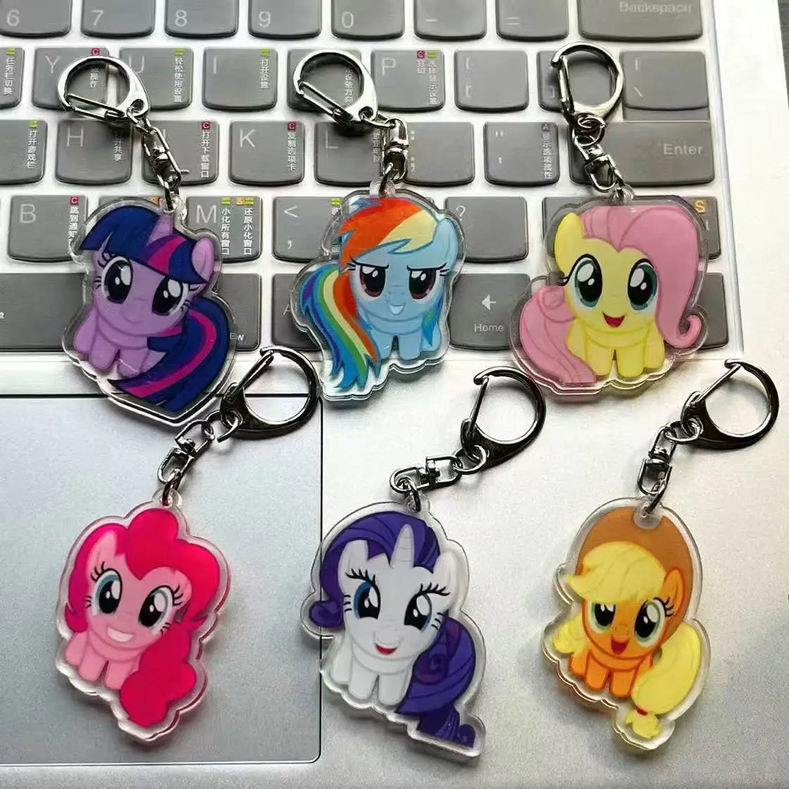 6pc Acrylic Keychain Charm - Cute Double-Sided Backpack Gift for Couple, BFF, School Girls