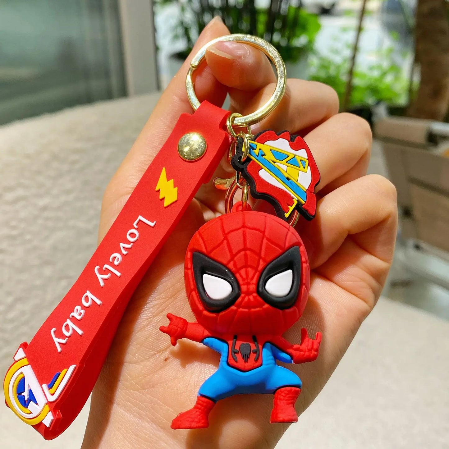Q Version of The Marvel Series Keychain Cartoon Creative Spider-Man Doll Key Ring Schoolbag Car Key Chain Pendant Student Gifts