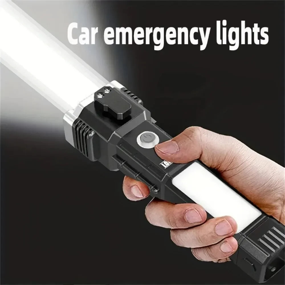 Tactical Flashlight 10000 Lumens - Telescopic Self Defense Baton with Stun Gun & USB-C Fast Charging (IPX7)
