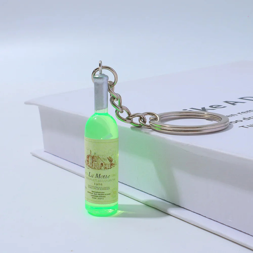 1PC Trendy Acrylic Simulated Wine Bottle Keychain for Man with Cool Charm, Decorative Accessory for Keys,Bags & Backpacks Gift