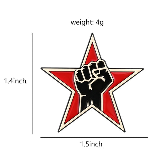 Red Star Fist Enamel Pins Rock Band Brooches Lapel Badges 90'S Anti-war Music Jewelry Gift for Fans Friends
