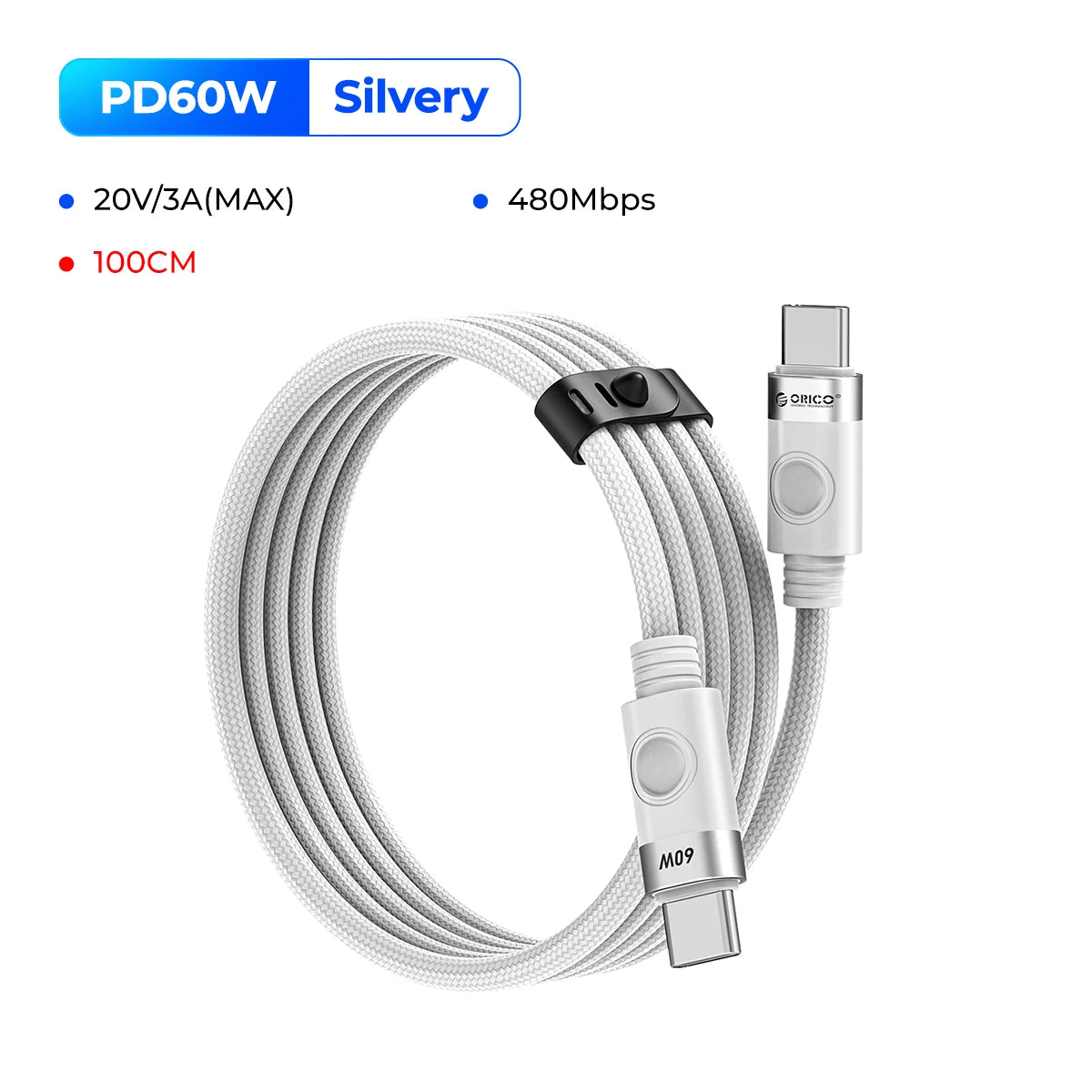ORICO 100W USB C Cable Fast Charging Type C to USB C 20V5A Woven Design with Strip for iPhone15 Pro Max Huawei Mate 60 Xiaomi