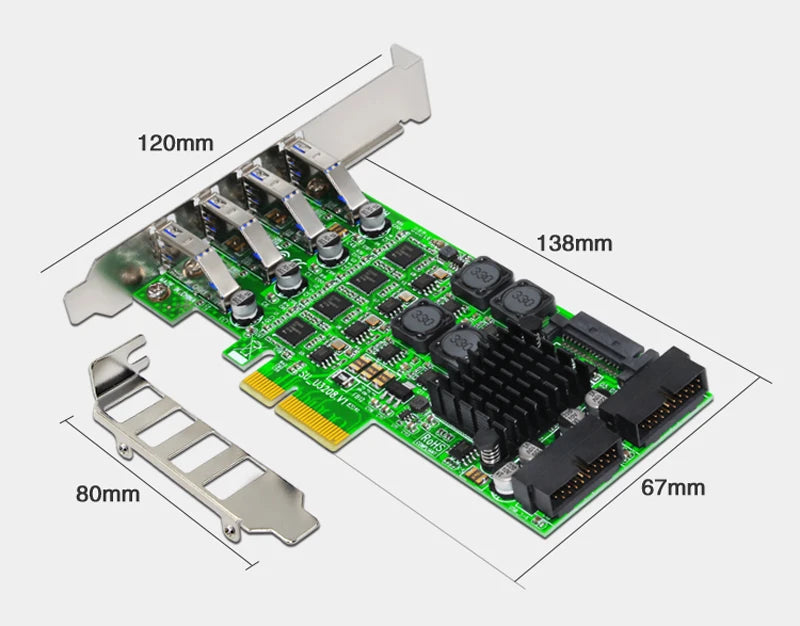 PCI Express USB 3.0 Expansion Card PCI-E X4 to 4 Port USB 3.0 + 2x 19Pin Header SATA Power Supply PCIE USB3.0 Controller Adapter