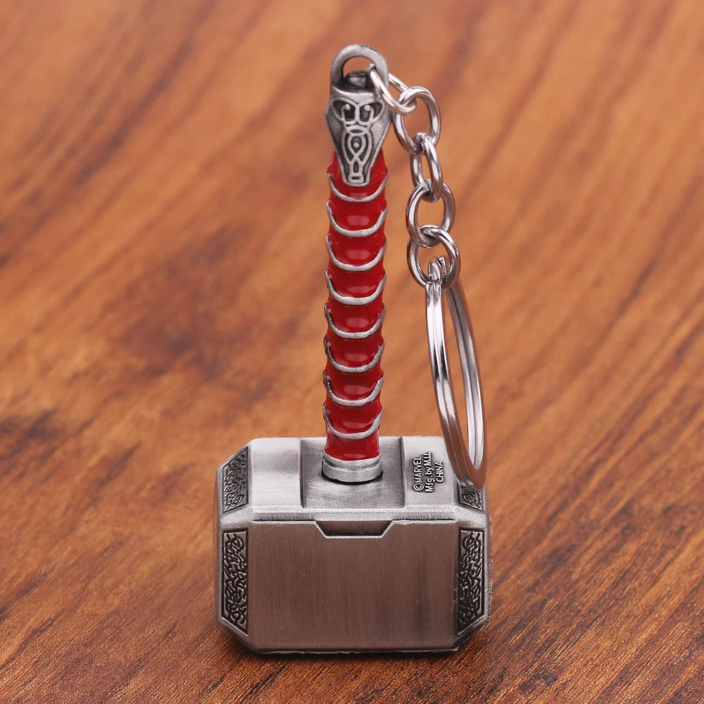 The Avengers Thor Hammer Metal Key Chain Marvel Keyring Men Women Key Holder Car Keychain Accessories Toys Gift