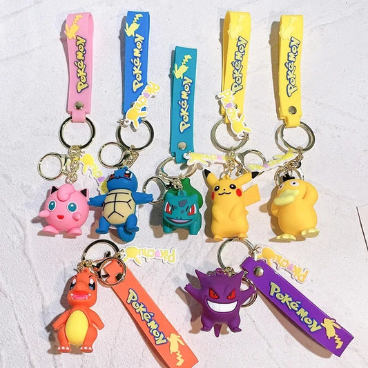 New Pokemon Pikachu Keychain Anime Cartoon Key--Chain Charmander Psyduck Fashion Keyring Pendant Accessories Toys--Kids Gifts