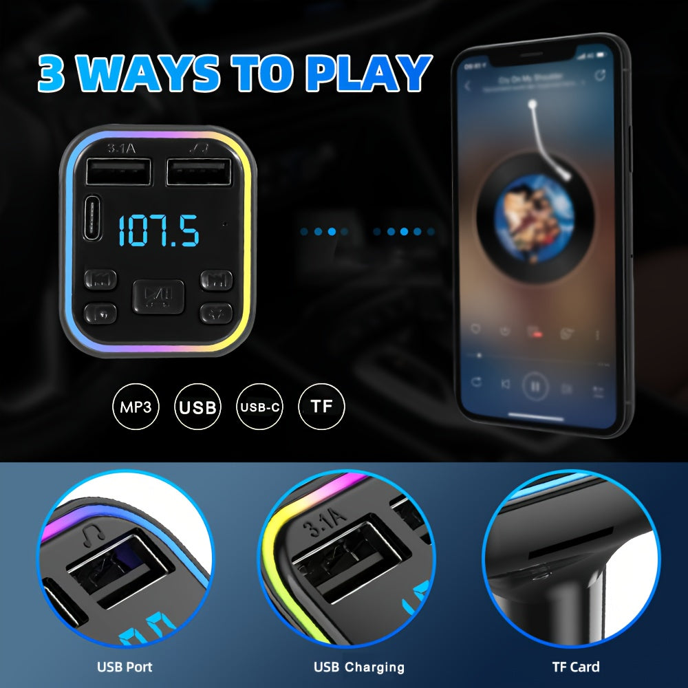 Car mp3 player Wireless FM Transmitter Type C USB C Fast Charging Dual USB car Charger Handsfree Car Kit MP3 Player FM Modulator