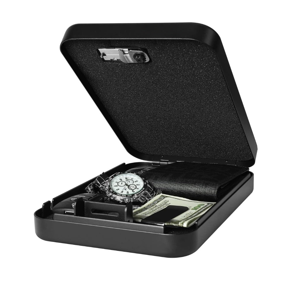 1pc Durable Iron Portable Security Case Lock Box with Combination Lock, Password-Protected Safe for Car, Home, Jewelry, and Cash Storage - Black