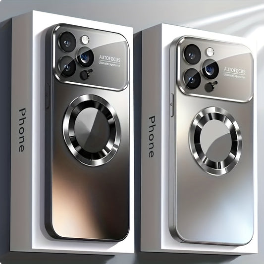 Luxury Matte Magnetic Wireless Charging Phone Case for Iphone 15 14 13 12 11 Pro Max 15 Pro Case with Glass Lens Protector Soft Bumper Shockproof Cover